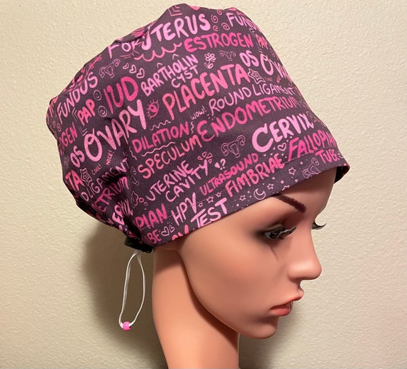 Women's Surgical Cap, Scrub Hat, Chemo Cap,  Obstetrical Words