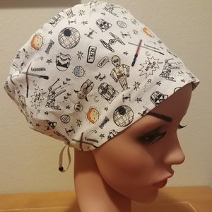 Women&#39;s Surgical Cap, Scrub Hat, Chemo Cap, Star Wars
