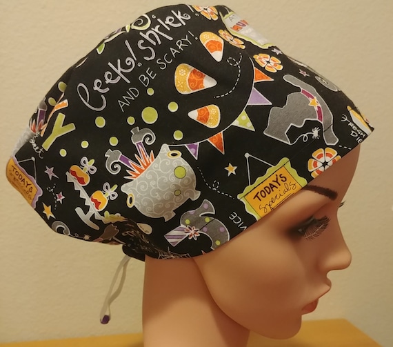 Women's Surgical Cap, Scrub Hat, Chemo Cap, Broom Hilda's Bakery