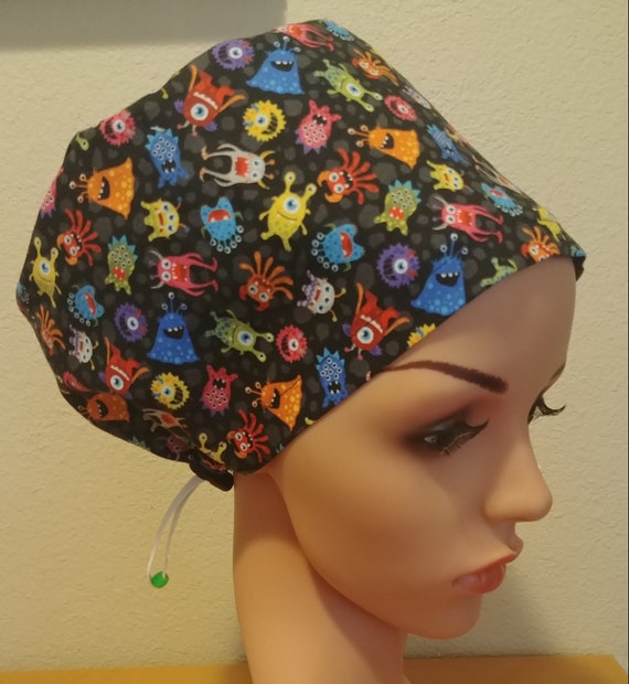 Women's Surgical Cap, Scrub Hat, Chemo Cap, Cute little Monster's