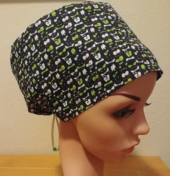 Women's Surgical Cap, Scrub Hat, Chemo Cap, Spooky Eyes