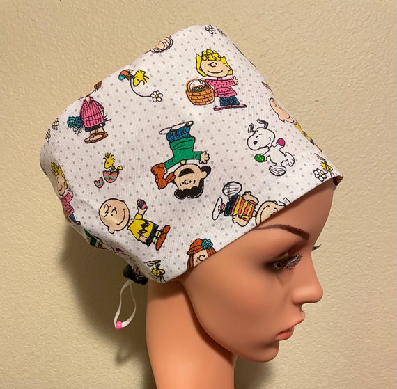 Women's Surgical Cap, Scrub Hat, Chemo Cap,  Peanuts Easter Egg Hunt