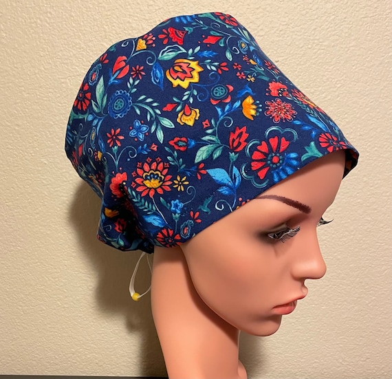 Women's Surgical Cap, Scrub Hat, Chemo Cap, Wildflowers