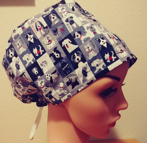 Women's Surgical Cap, Scrub Hat, Chemo Cap, Pooch Portraits