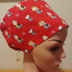 Women&#39;s Surgical Cap, Scrub Hat, Chemo Cap,  Charlie Brown with Snoopy and Sally