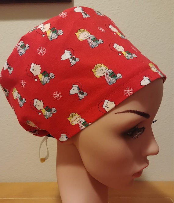 Women's Surgical Cap, Scrub Hat, Chemo Cap,  Charlie Brown with Snoopy and Sally