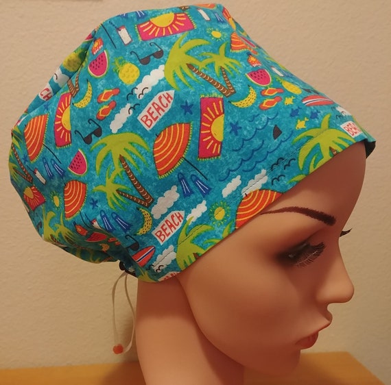 Women's Surgical Cap, Scrub Hat, Chemo,  Beach Baby