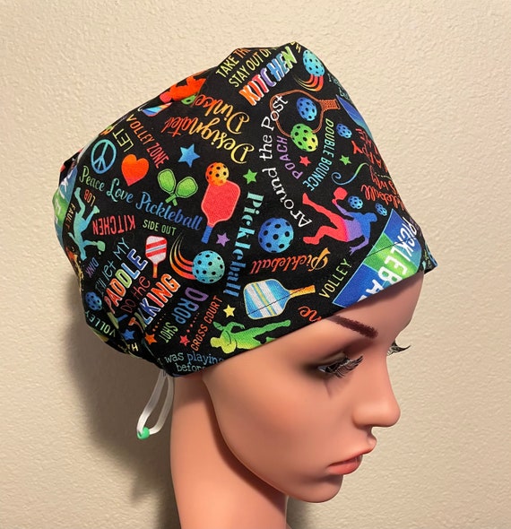 Women's Surgical Cap, Scrub Hat, Chemo Cap,  Let’s play Pickleball