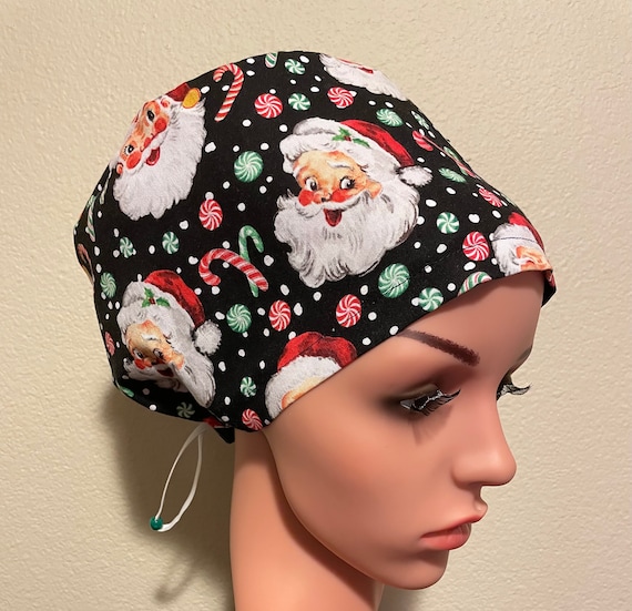 Women's Surgical Cap, Scrub Hat, Chemo Cap,  Old Fashioned Santa