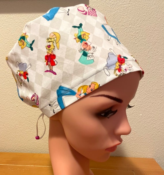 Women's Surgical Cap, Scrub Hat, Chemo Cap, Alice in Wonderland