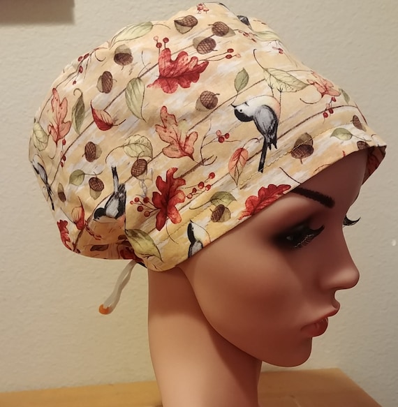 Women's Surgical Cap, Scrub Hat, Chemo Cap, Autumn Season