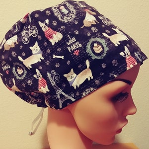Women&#39;s Surgical Cap, Scrub Hat, Chemo Cap, I Woof Paris