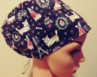 Women's Surgical Cap, Scrub Hat, Chemo Cap, I Woof Paris