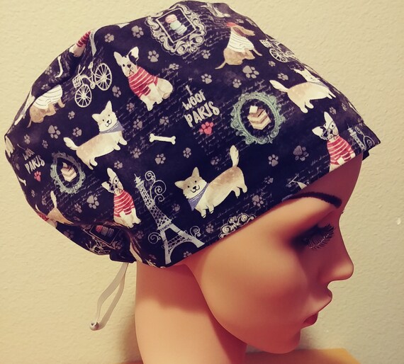 Women's Surgical Cap, Scrub Hat, Chemo Cap, I Woof Paris