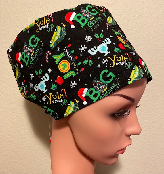 Women's Surgical Cap, Scrub Hat, Chemo Cap, Christmas Vacation