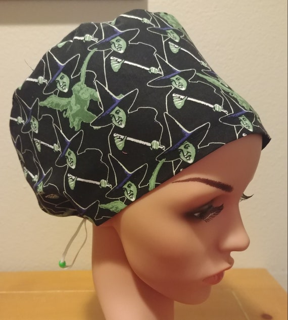 Women's Surgical Cap, Scrub Hat, Chemo Cap, Wicked Witch and Flying Monkeys