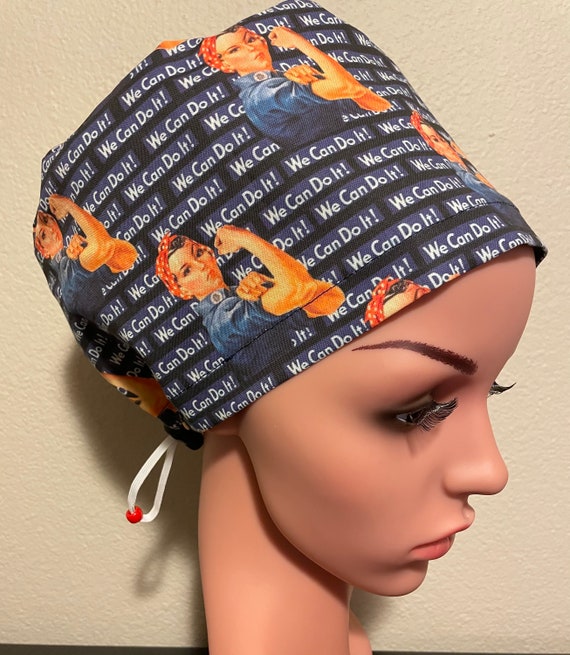 Women's Surgical Cap, Scrub Hat, Chemo Cap,  We Can Do It