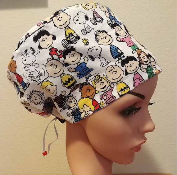 Women's Surgical Cap, Scrub Hat, Chemo Cap, Peanuts Gang
