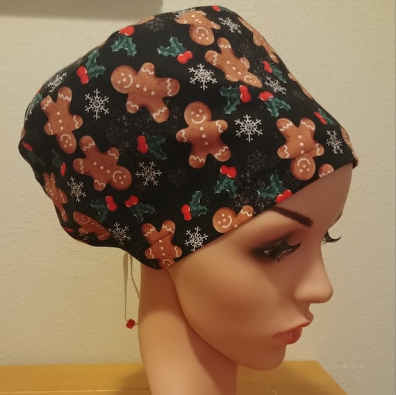 Women's Surgical Cap, Scrub Hat, Chemo, Gingerbread Men