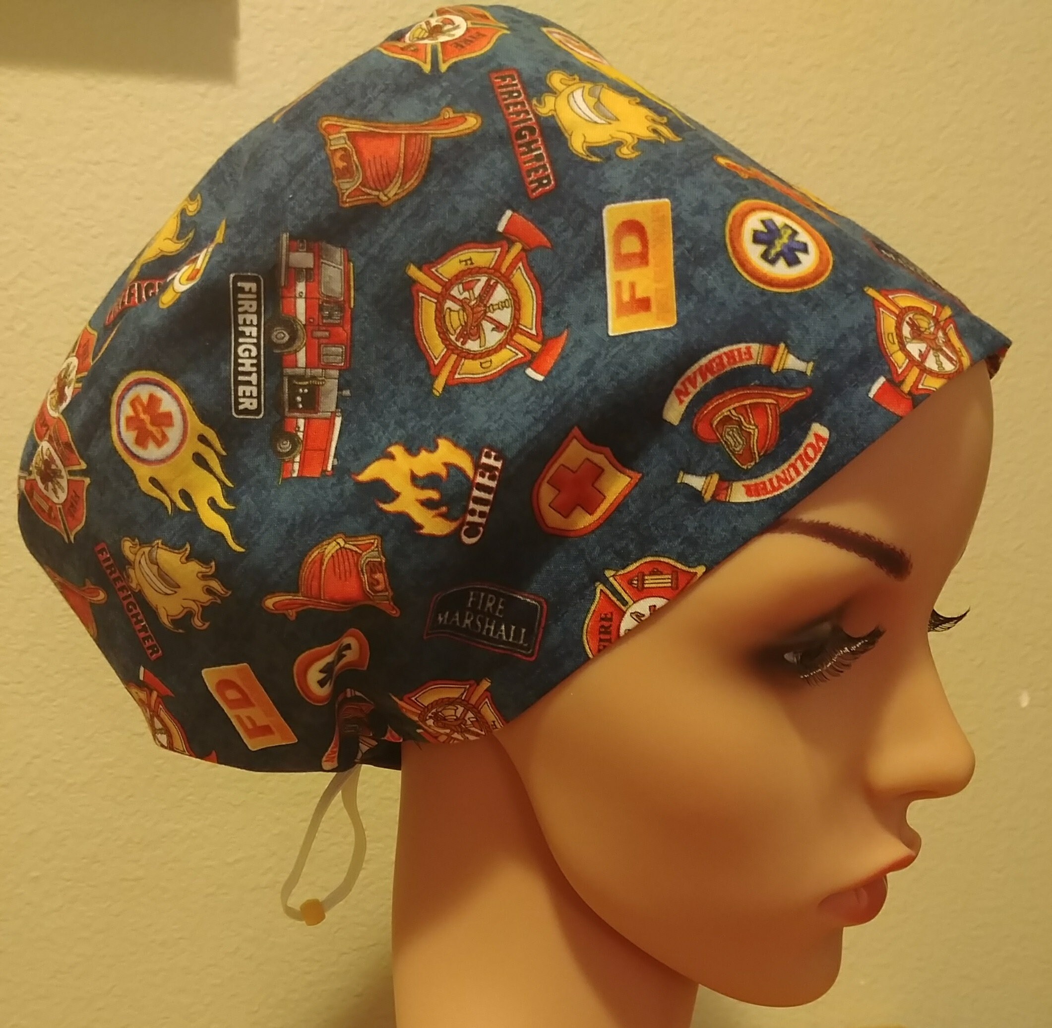 Women's Surgical Cap, Scrub Hat, Chemo Cap, Firefighter