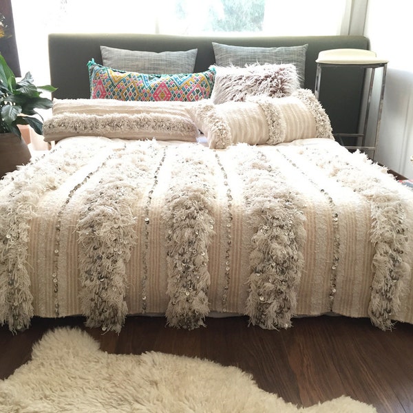 Moroccan wedding blanket, Vintage Handira "MIA", Berber wedding blanket, Handira, Berber throw, Morrocan bedding, Moroccan home decor