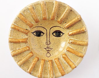 Mid Century Modernist ALFARAZ Art Pottery Spain Sunshine Bowl or Plate