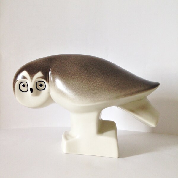 Arabia Finland Owl Figurine by Lillemor Mannerheim-Klingspor - 1980s WWF Signed