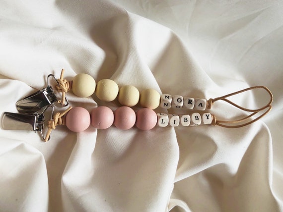 personalized wooden pacifier clip