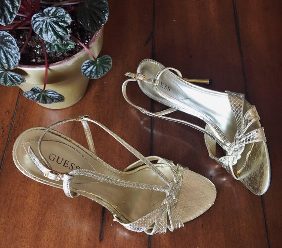 Vintage "Guess" metallic gold stiletto heels