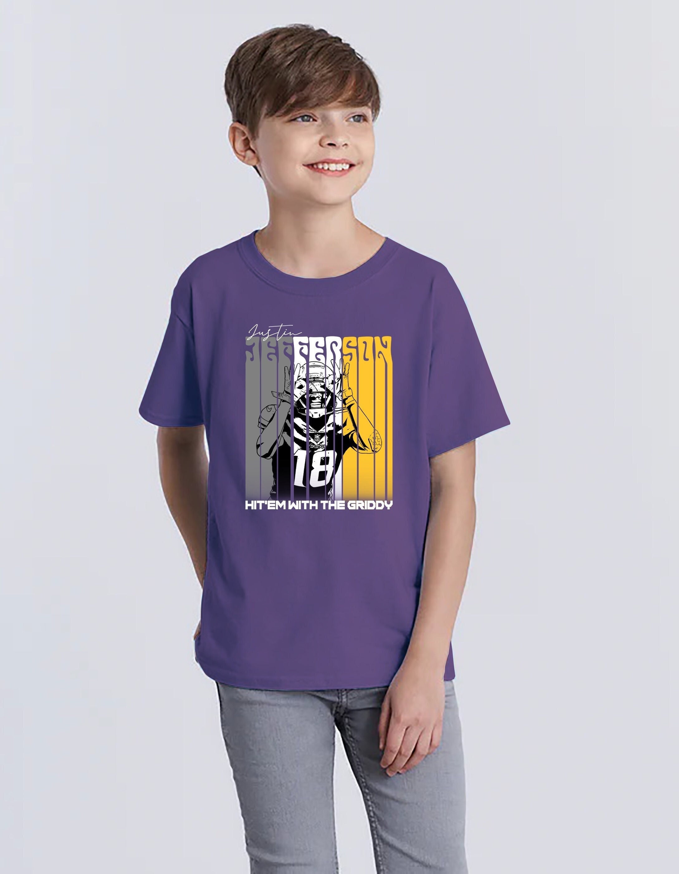 Youth Ja'Marr Chase and Justin Jefferson Griddy Football Kid's T-Shirt