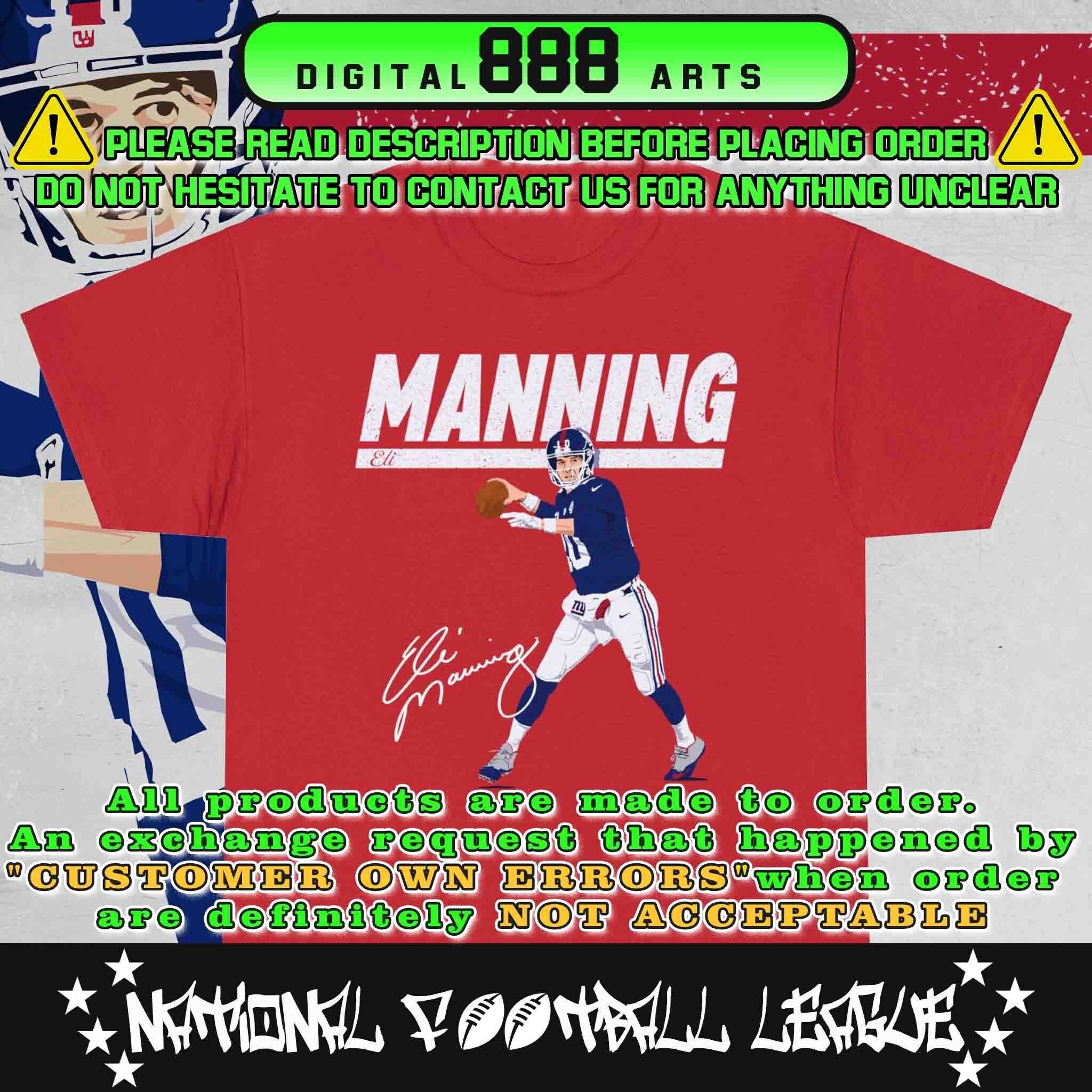 Easy E Retro Sports Graphic Tee | Funny NY Giants Eli Manning T-Shirt Royal / Medium