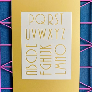 Czcionka Art Deco Alfabet Szablon Litery Klasyka Retro Lata 20-te Rzemiosło Wielokrotnego użytku 190 Mylar Przetwarzanie Ściany Meble Karty Znaki Tkaniny Ciasta
