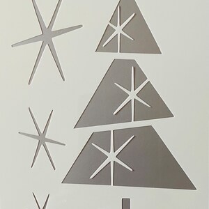Mcm Star Pattern MCM Atomic Style Christmas Tree Stars Reusable Stencil Starburst Mid ...