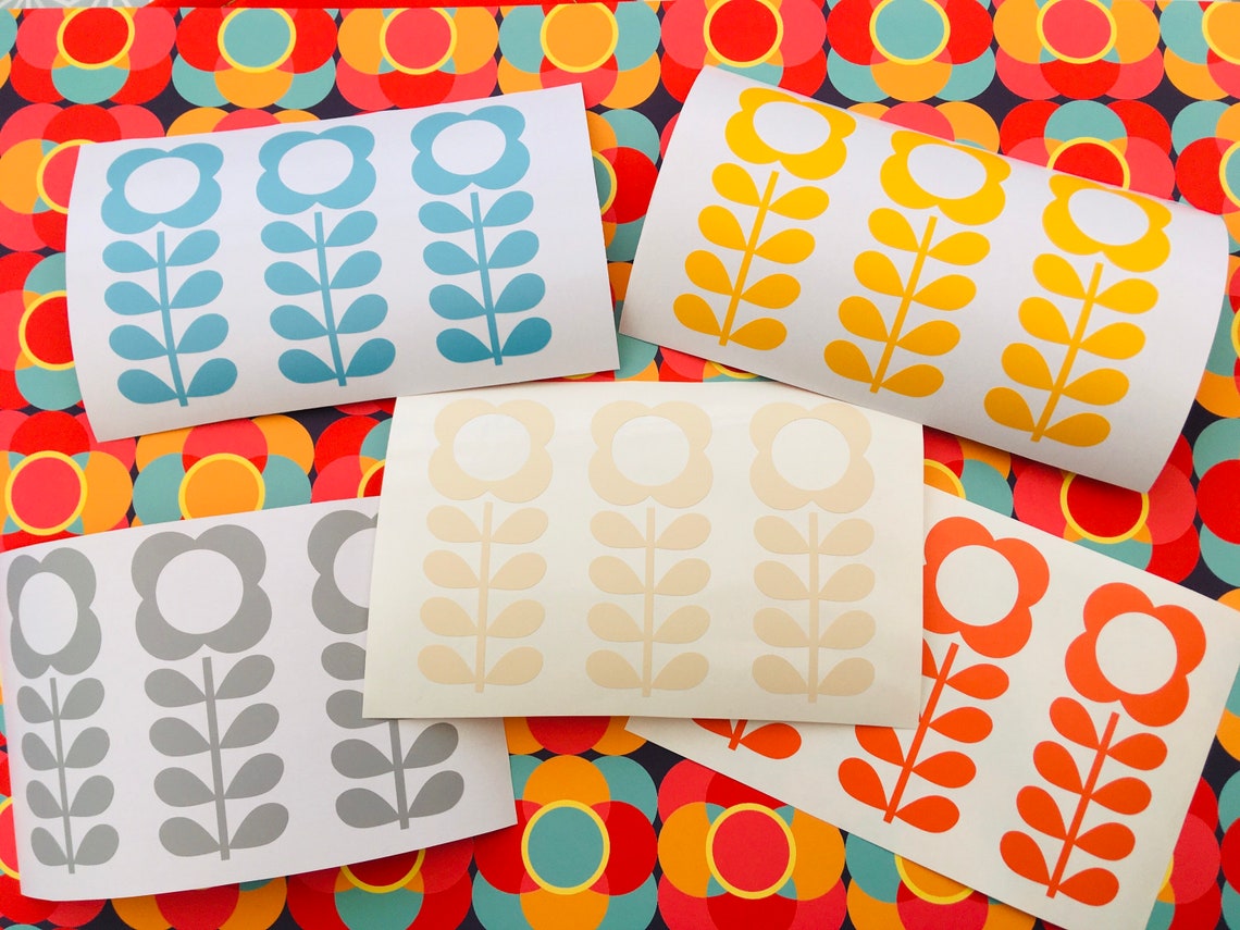 6 x Vinyl Aufkleber Aufkleber Mid Century Retro Modern Blumen | Etsy