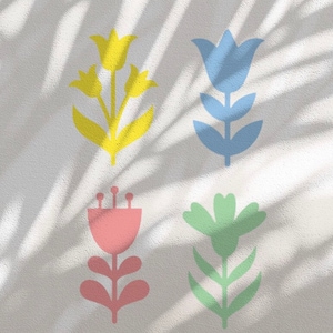 A4-A5 Scandinavian Scandi folk art style Spring Flowers Stencil set Craft Template Reusable 190 Mylar Upcycle Walls Furniture designer