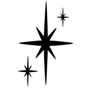 Atomic Stars Stencil long Starburst Mid Century Retro Modern  Bedroom Wall Furniture MCM
