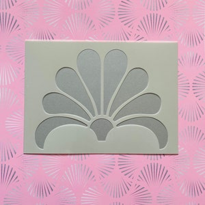 Art deco schelpventilator jaren 1920 stencil ambachtelijke sjabloon herbruikbare 190 mylar upcycle muren meubels kaarten borden stof