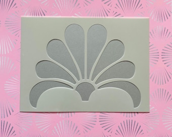 Art Deco shell fan 1920's Stencil Craft Template Reusable 190 Mylar Upcycle Walls Furniture Cards Signs Fabric