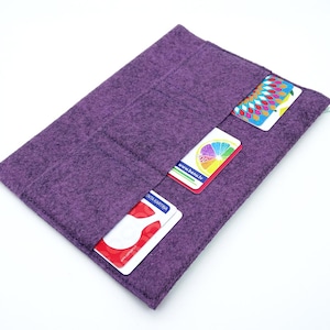 Cuaderno de viaje A5 con inserto para billetera - Tarjetero con cremallera - Estuche para lápices - Fieltro morado con cremallera menta