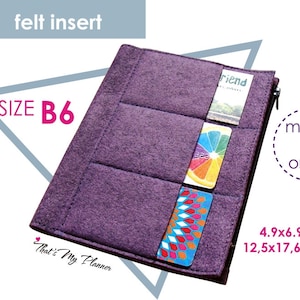 Traveler's Notebook Insert B6 Größe - Filz Reißverschluss Brieftasche Kartenhalter - Federmäppchen - Midori Insert