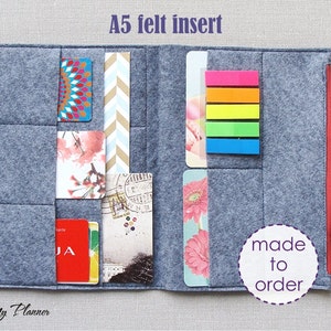 Colorful Notebook Felt insert A5 - Felt Zip Up Wallet Card Holder - Pencil Case - Midori Filofax Insert