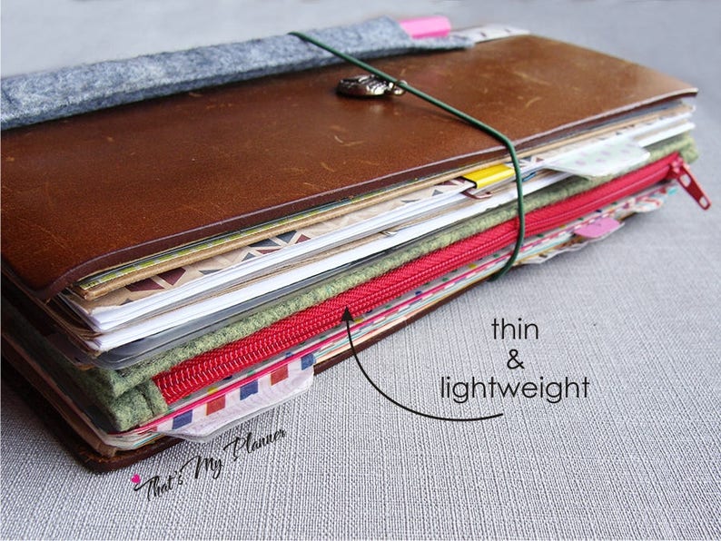 Traveler's Notebook Insert A6 Size Felt Zip up Wallet Etsy
