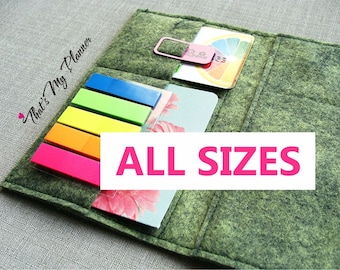 Custom Size Traveler's Notebook Wallet insert - Felt Zip Up Pouch Card Holder