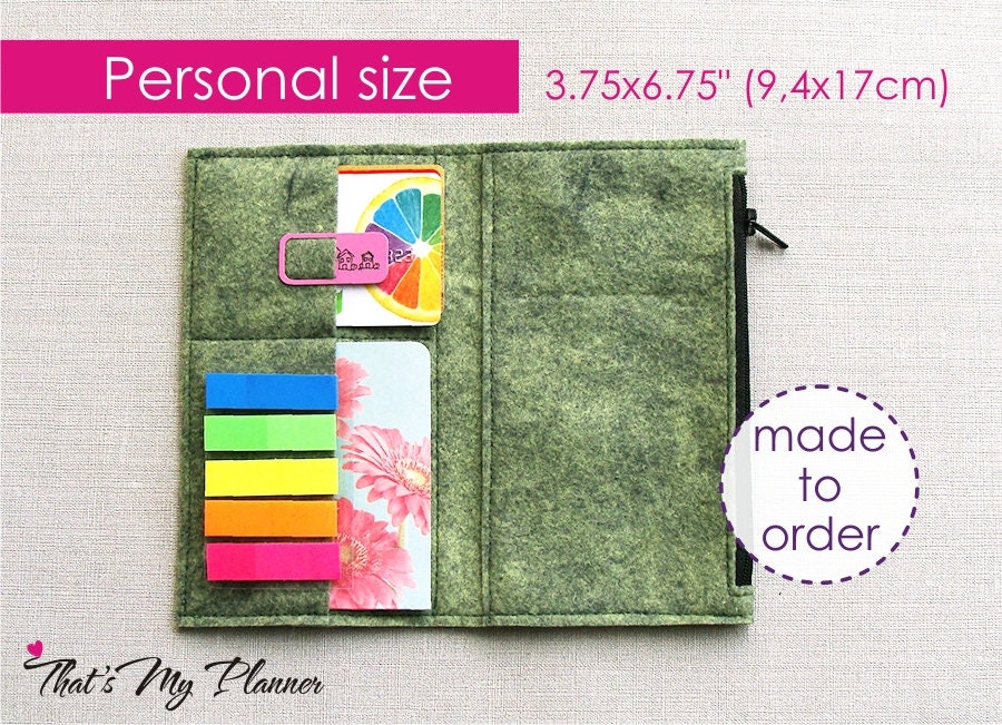 Custom Size Traveler's Notebook Wallet Insert Felt Zip Etsy Canada