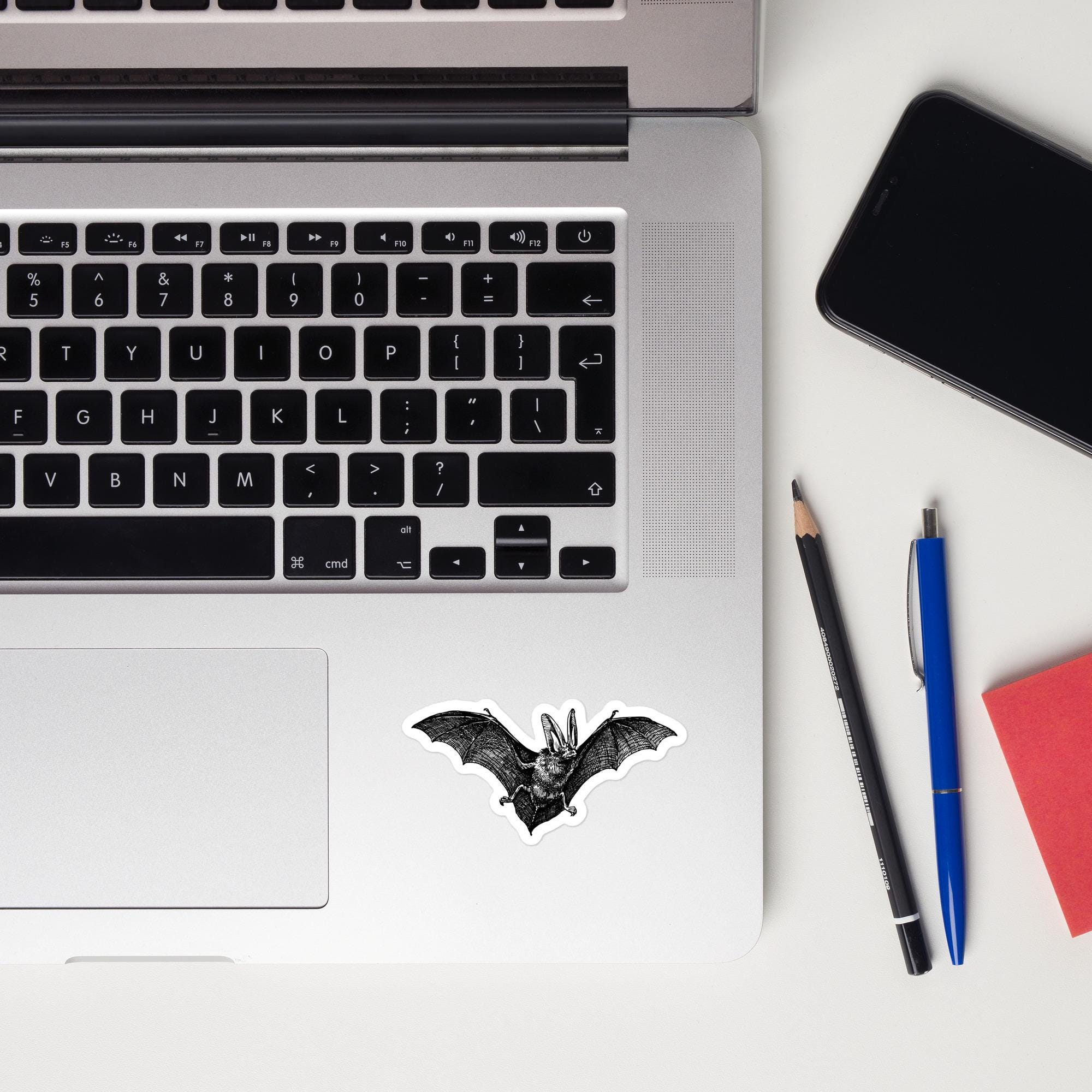 Vintage Flying Bat Sticker: Black Print Vinyl Decal - Etsy