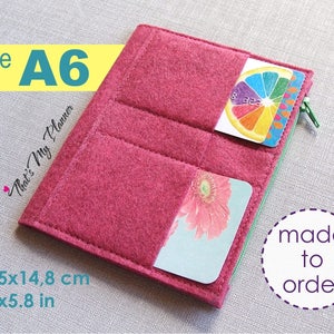 Inserto para cuaderno de viajero tamaño A6 - Portatarjetas de billetera con cremallera de fieltro - Estuche para lápices - Inserto Midori
