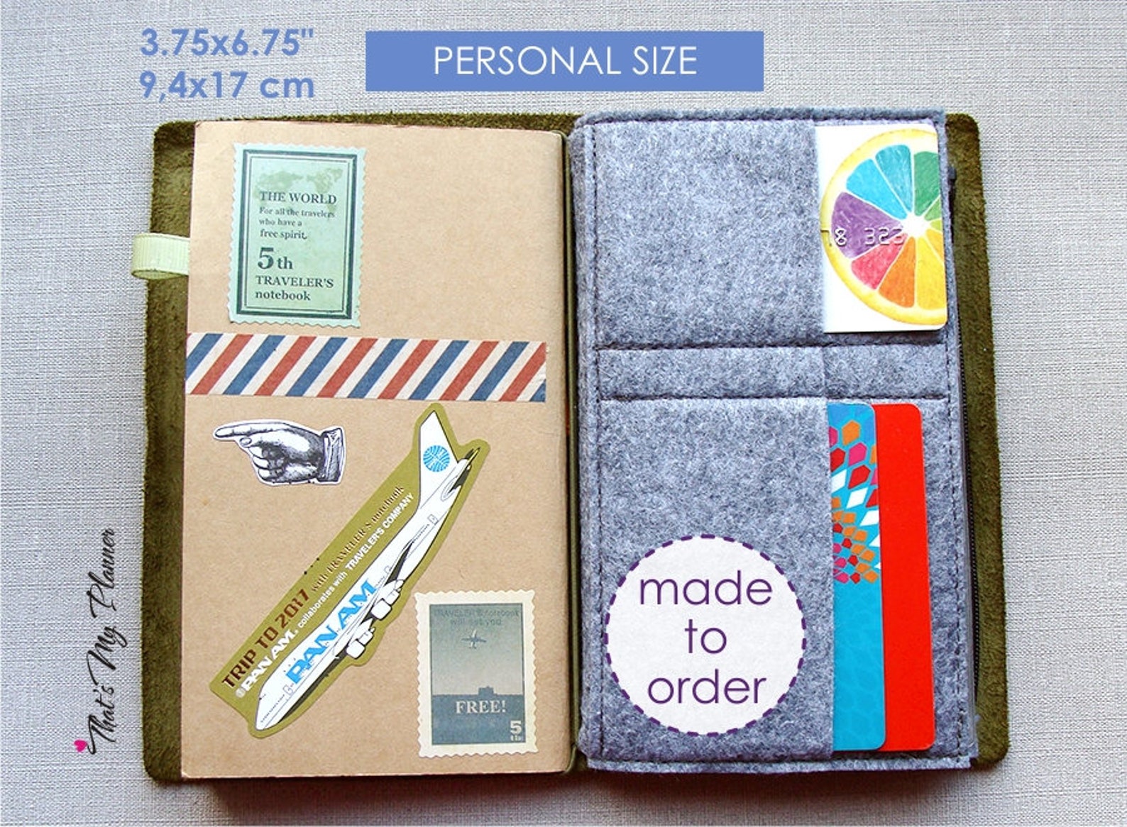 Traveler's Notebook Insert Personal Size Felt Zip up Etsy
