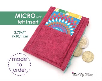 Traveler's Notebook insert MICRO size - Felt Zip Up Wallet Card Holder - Pencil Case - Midori Insert