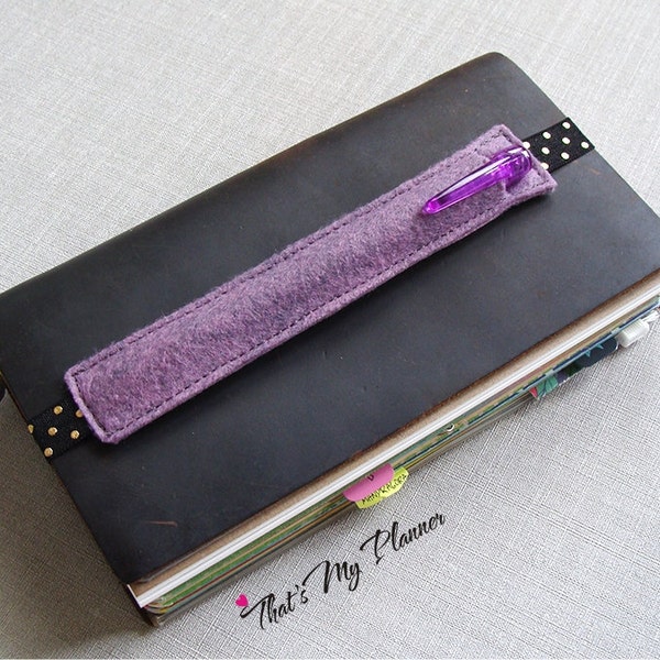 Cuaderno de viajeros Midori pluma - sostenedor de la pluma del fieltro con elástico puntos oro - lápiz estuche - viajeros Notebook tela Inserte