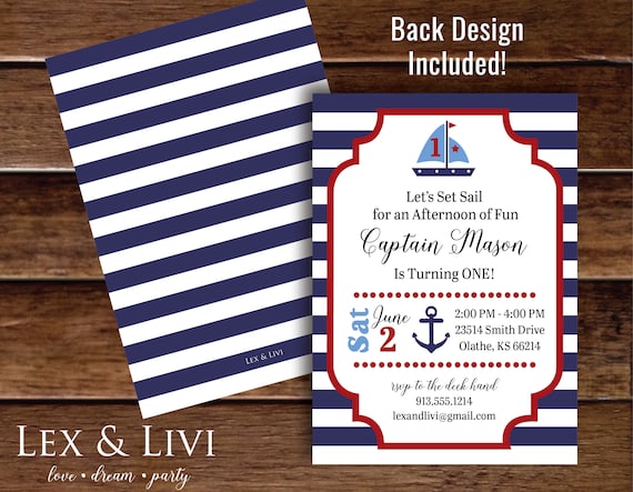 Nautical Birthday Party Pack  Boy First Birthday Party Pack  Nautical Theme Pack  Nautical Birthday Invitation  Printable Party Pack